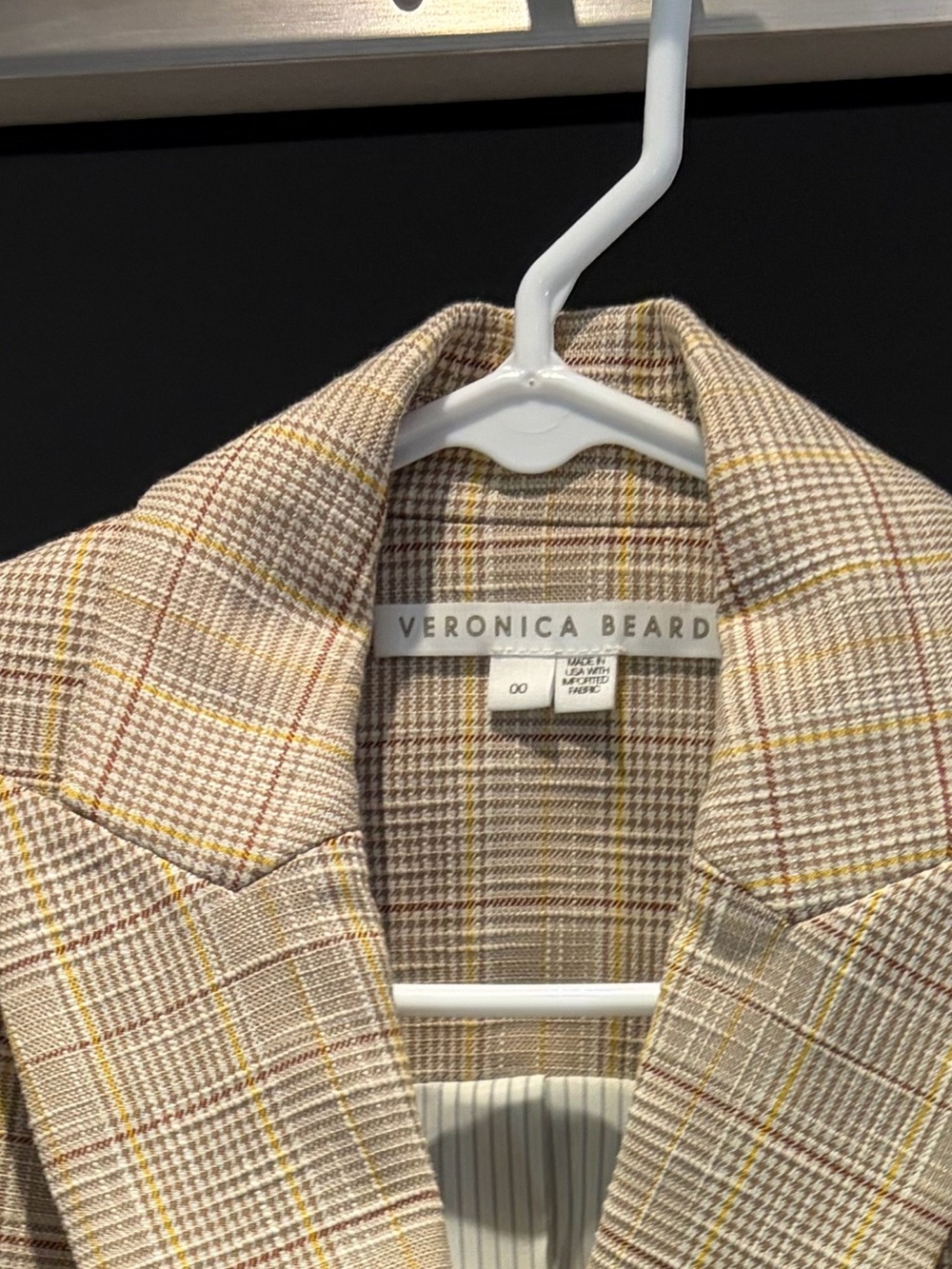 $595 Veronica Beard Janae Plaid Ruffle Blazer Jacket vest Khaki Multi Sz 00 - Picture 14 of 16